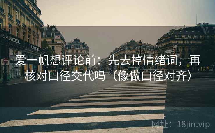 爱一帆想评论前：先去掉情绪词，再核对口径交代吗（像做口径对齐）